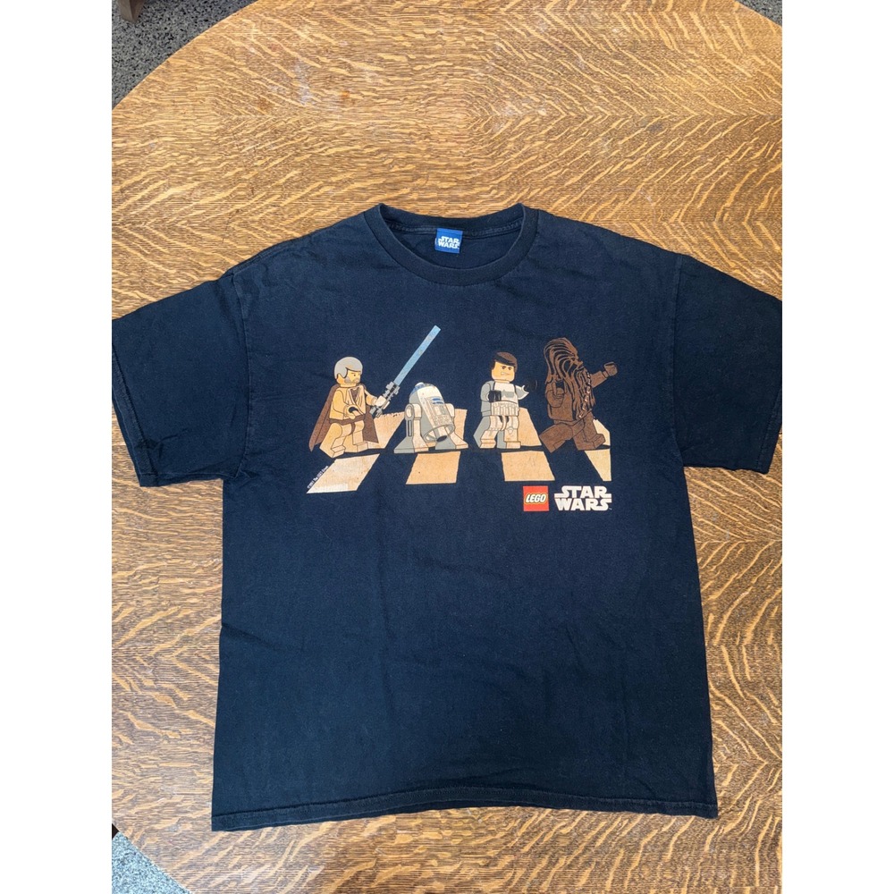 LEGO Star Wars Abbey Road Parody T-Shirt Men L Black 2011 Chewbacca R2-D2